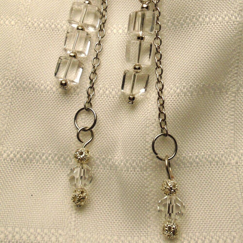 No. 12 Handmade earrings with glass beads, cristals and small metal lace beads